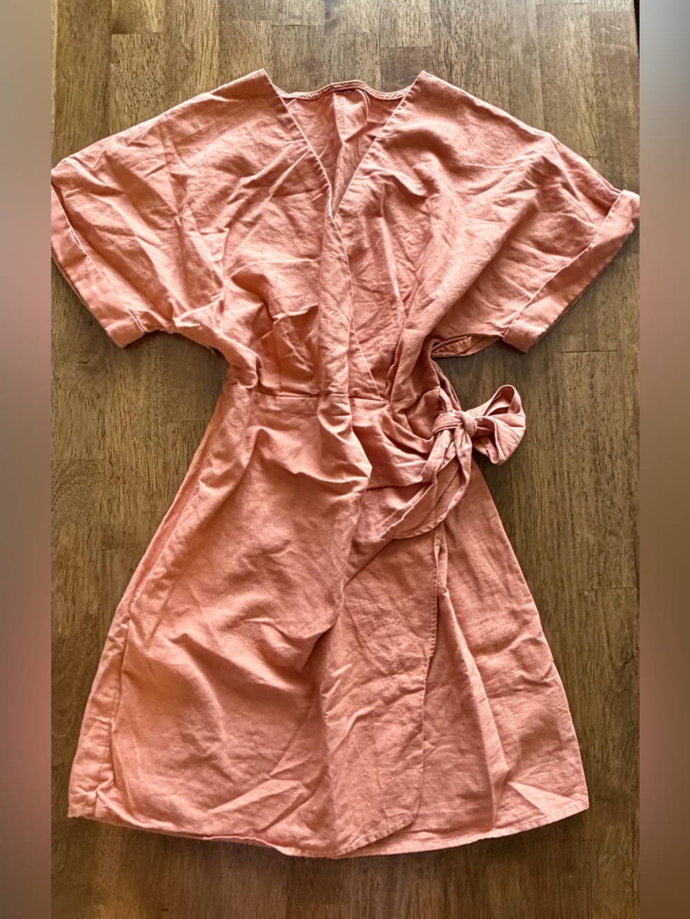Women's Wrap Dress in terracotta with Side Tie